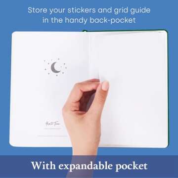 Yop & Tom Bullet Dotted Journal (A5) - Moon and Stars - Dot Grid Notebook With Extra Thick Paper (160 GSM) - Midnight Blue