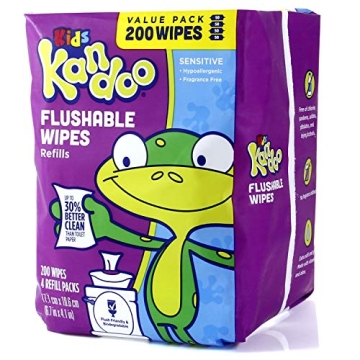 Flushable Wipes for Kids - Kandoo, 200 Count, Hypoallergenic