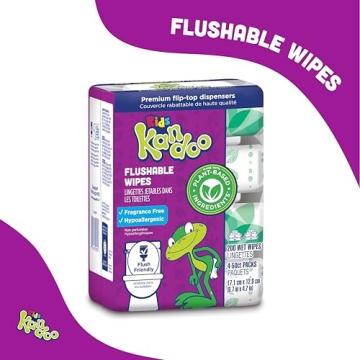 Flushable Wipes for Kids - Kandoo, 200 Count, Hypoallergenic