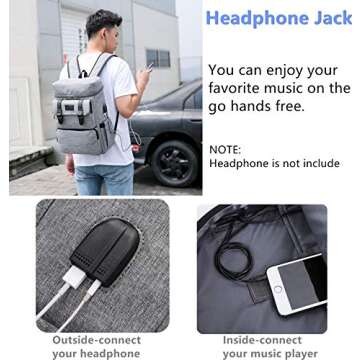 YALUNDISI Vintage Backpack for Men Women Laptop Backpack Bookbags College Backpack 16 inch Grey