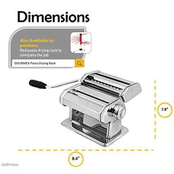 GOURMEX Stainless Steel Pasta Maker with Adjustable Settings