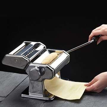GOURMEX Stainless Steel Pasta Maker with Adjustable Settings