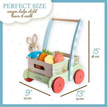 KIDS PREFERRED Beatrix Potter Peter Rabbit Wooden Garden Wagon and Plush Veggie Play Set, (24228)