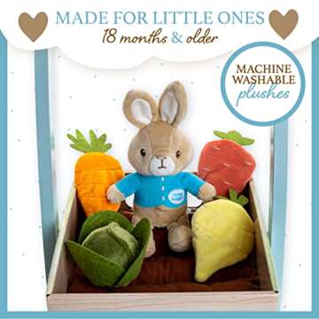 KIDS PREFERRED Beatrix Potter Peter Rabbit Wooden Garden Wagon and Plush Veggie Play Set, (24228)