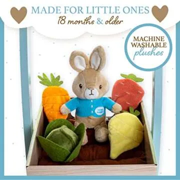 KIDS PREFERRED Beatrix Potter Peter Rabbit Wooden Garden Wagon and Plush Veggie Play Set, (24228)