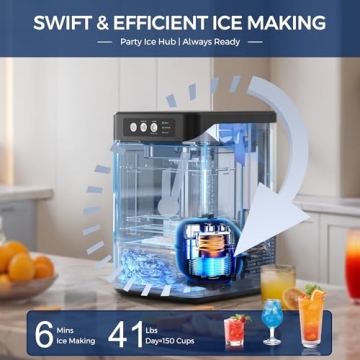 Nugget Ice Maker Countertop for Chewable Ice, 41Lbs/24H, One-Touch Fast Ice in 6 Mins, Self-Cleaning...