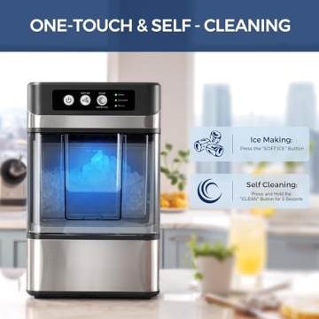 Nugget Ice Maker Countertop for Chewable Ice, 41Lbs/24H, One-Touch Fast Ice in 6 Mins, Self-Cleaning & Ultra Quiet for Home, Office, Party
