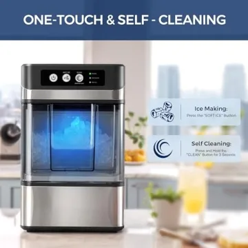 Nugget Ice Maker Countertop for Chewable Ice, 41Lbs/24H, One-Touch Fast Ice in 6 Mins, Self-Cleaning & Ultra Quiet for Home, Office, Party