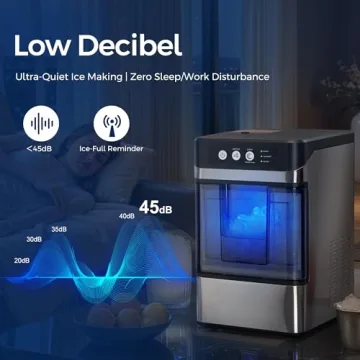 Nugget Ice Maker Countertop for Chewable Ice, 41Lbs/24H, One-Touch Fast Ice in 6 Mins, Self-Cleaning & Ultra Quiet for Home, Office, Party