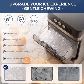 Nugget Ice Maker Countertop for Chewable Ice, 41Lbs/24H, One-Touch Fast Ice in 6 Mins, Self-Cleaning & Ultra Quiet for Home, Office, Party
