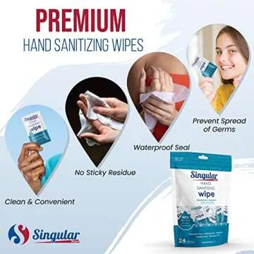 HAND SANITIZING WIPES - Individually Packed Premium Hand Sanitizing Wipes for Travel, Home, Office, School, etc. with Fragrance and Moisturizer - Manufactured in USA (Fresh Citrus 24ct Bag)