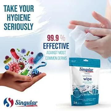 HAND SANITIZING WIPES - Individually Packed Premium Hand Sanitizing Wipes for Travel, Home, Office, School, etc. with Fragrance and Moisturizer - Manufactured in USA (Fresh Citrus 24ct Bag)