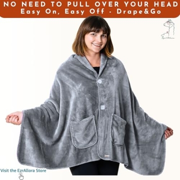 EzrAllora Fleece Poncho Blanket - Cozy & Versatile