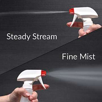 Pinnacle Mercantile Plastic Spray Bottles USA Made 4 Pack 16 Oz Heavy Duty No Leak Empty Refillable Spray Bottle Mist Stream for Cleaning Solutions, Plant, Hair, Bleach, Vinegar, Alcohol Safe