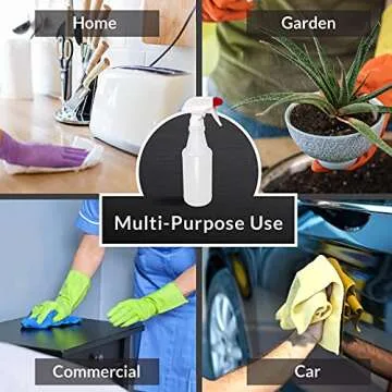 Pinnacle Mercantile Plastic Spray Bottles USA Made 4 Pack 16 Oz Heavy Duty No Leak Empty Refillable Spray Bottle Mist Stream for Cleaning Solutions, Plant, Hair, Bleach, Vinegar, Alcohol Safe