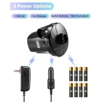 Dr.meter Air Mattress Pump with 3 Power Options