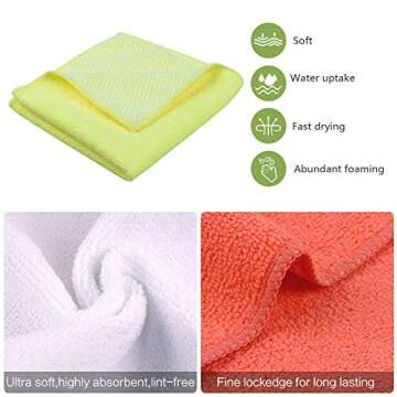 SINLAND Microfiber Dish Cloth for Washing Dishes Dish Rags Best Kitchen Washcloth Cleaning Cloths with Poly Scour Side 5 Color Assorted 12inchx12inch 10pack