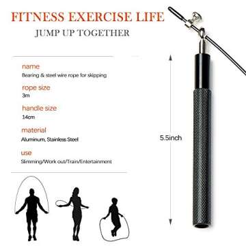 Speed Skipping Rope Adjustable Jumping Rope with Aluminum Handle and Ball Bearing Tangle-Free Exercise Rope for Fat Burning Exercises, Cross Fit Training, Fitness, Exercise