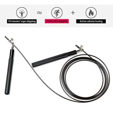 Speed Skipping Rope Adjustable Jumping Rope with Aluminum Handle and Ball Bearing Tangle-Free Exercise Rope for Fat Burning Exercises, Cross Fit Training, Fitness, Exercise