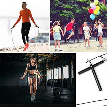 Speed Skipping Rope Adjustable Jumping Rope with Aluminum Handle and Ball Bearing Tangle-Free Exercise Rope for Fat Burning Exercises, Cross Fit Training, Fitness, Exercise