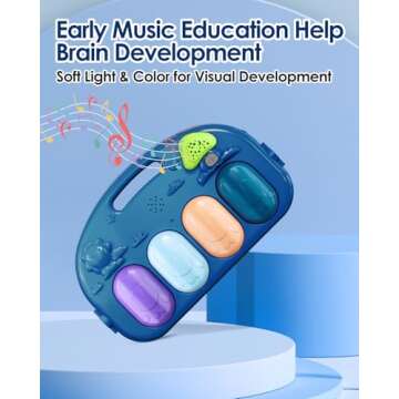 dearlomum Baby Play Mat Baby Gym,Funny Play Piano Tummy Time Baby Activity Mat with 5 Infant Sensory Baby Toys, Music and Lights Boy & Girl Gifts for Newborn Baby 0 to 3 6 9 12 Months (Blue)