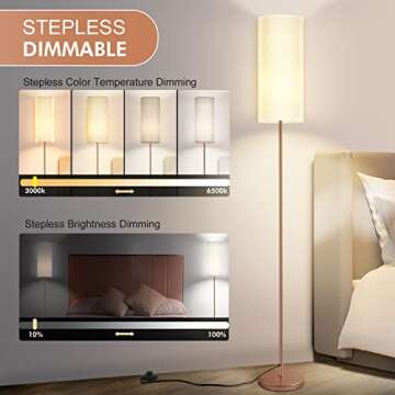 Karjoefar Floor Lamp for Living Room, Modern lamp with Remote Control and Stepless Dimmable Bulb, Standing Tall Room Bedroom Office