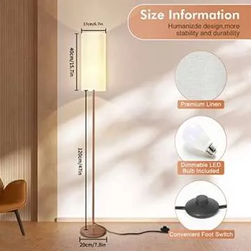 Karjoefar Floor Lamp for Living Room, Modern lamp with Remote Control and Stepless Dimmable Bulb, Standing Tall Room Bedroom Office