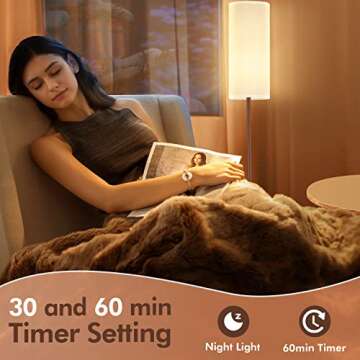 Karjoefar Floor Lamp for Living Room, Modern lamp with Remote Control and Stepless Dimmable Bulb, Standing Tall Room Bedroom Office