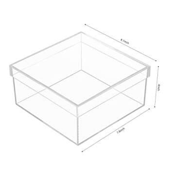 Dayaanee Clear Acrylic Box with Lid, Clear Acrylic Plastic Square Cube containers Storage Box 7.9x7....