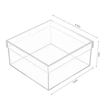 Dayaanee Clear Acrylic Box with Lid, Clear Acrylic Plastic Square Cube containers Storage Box 7.9x7....