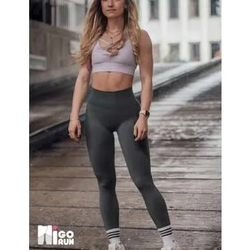 HIGORUN Women's High Waist Seamless Leggings in Gray