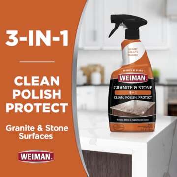 Weiman Granite Cleaner Polish and Protect, Streak Free, pH Neutral Formula for Daily Use on Interior...