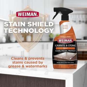 Weiman Granite Cleaner Polish and Protect, Streak Free, pH Neutral Formula for Daily Use on Interior & Exterior Natural Stone with Microfiber Towel, 3 in 1-2 Pack