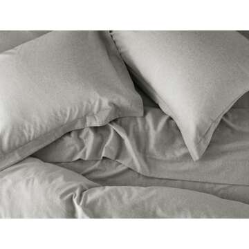 Coyuchi Cloud Brushed Organic Flannel Sheet Set, Pale Gray Heather (Queen)