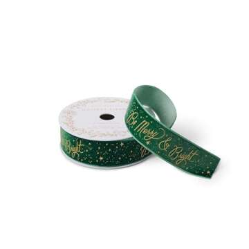 RIFLE PAPER CO. Be Merry & Bright Ribbon Set, Christmas Holiday Wrapping Supplies for Presents and Gifts, Decorative Design for Bows, Bouquets, Curling and Décor