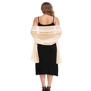 Pukguro Shawls and Wraps for Evening Dresses Womens Formal Lightweight Shawl Scarf Summer Sheer Chiffon Wrap Champagne 79 * 18''