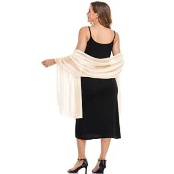 Pukguro Shawls and Wraps for Evening Dresses Womens Formal Lightweight Shawl Scarf Summer Sheer Chiffon Wrap Champagne 79 * 18''