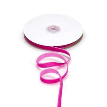 ZIRURUTON Velvet Ribbon Decorations for Christmas Tree DIY Crafts, Vintage Xmas Hot Pink Ribbons for...