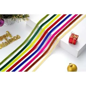 ZIRURUTON Velvet Ribbon Decorations for Christmas Tree DIY Crafts, Vintage Xmas Hot Pink Ribbons for Wedding Hair Bows Flower Home Garland Decor 3/8'' x 10 Yards x 1 Roll