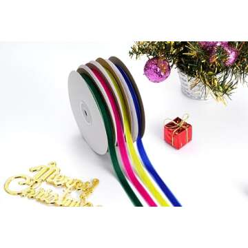 ZIRURUTON Velvet Ribbon Decorations for Christmas Tree DIY Crafts, Vintage Xmas Hot Pink Ribbons for Wedding Hair Bows Flower Home Garland Decor 3/8'' x 10 Yards x 1 Roll