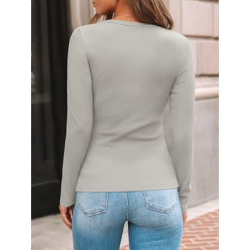 AUTOMET Women Long Sleeve Ribbed Knit Casual Shirts