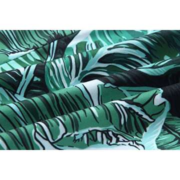 Asskdan Women's Fashion V Neck Leaves Print Short Sleeve Jumpsuit Rompers (Green, S)