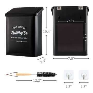 MONJITA Magnetic Lint Bin for Laundry Room, Wall Mounted Lint Trash Can with Lid for Dryer, Laundry ...