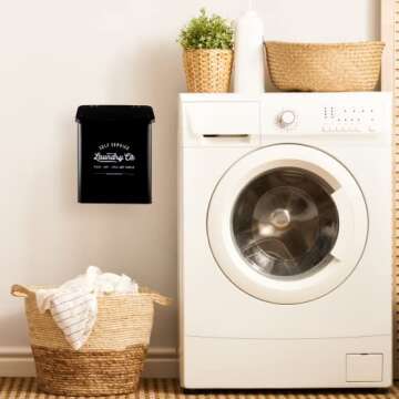 MONJITA Magnetic Lint Bin for Laundry Room, Wall Mounted Lint Trash Can with Lid for Dryer, Laundry Room Organization and Storage with Brush(Black)