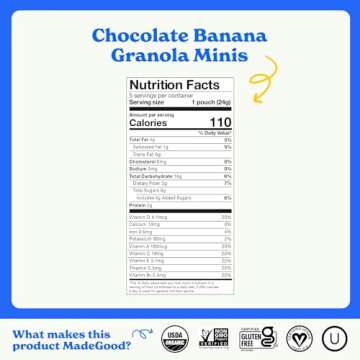 MadeGood Organic Chocolate Banana Granola Minis - 28 Count