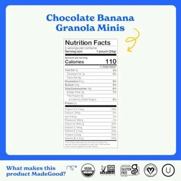 MadeGood Organic Chocolate Banana Granola Minis - 28 Count