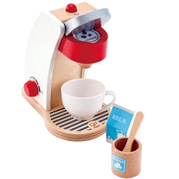 Hape Wooden White Coffee Maker Kitchen Set with Accessories| Pretend Play Toy Set for Kids Ages 3 Years & Up