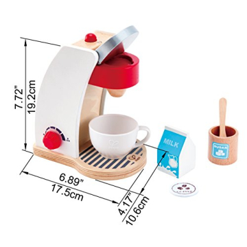 Hape Wooden White Coffee Maker Kitchen Set with Accessories| Pretend Play Toy Set for Kids Ages 3 Years & Up