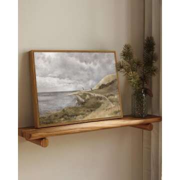 InSimSea Framed Canvas Wall Art Vintage Decor, Coastal Wall Art Danish Coast Nature Scenic Art for B...