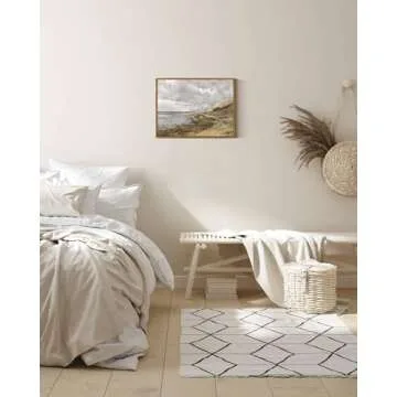 InSimSea Framed Canvas Wall Art Vintage Decor, Coastal Wall Art Danish Coast Nature Scenic Art for Bedroom, Wall Paintings, Farmhouse Office Bathroom Wall Decorations, 12"x16"